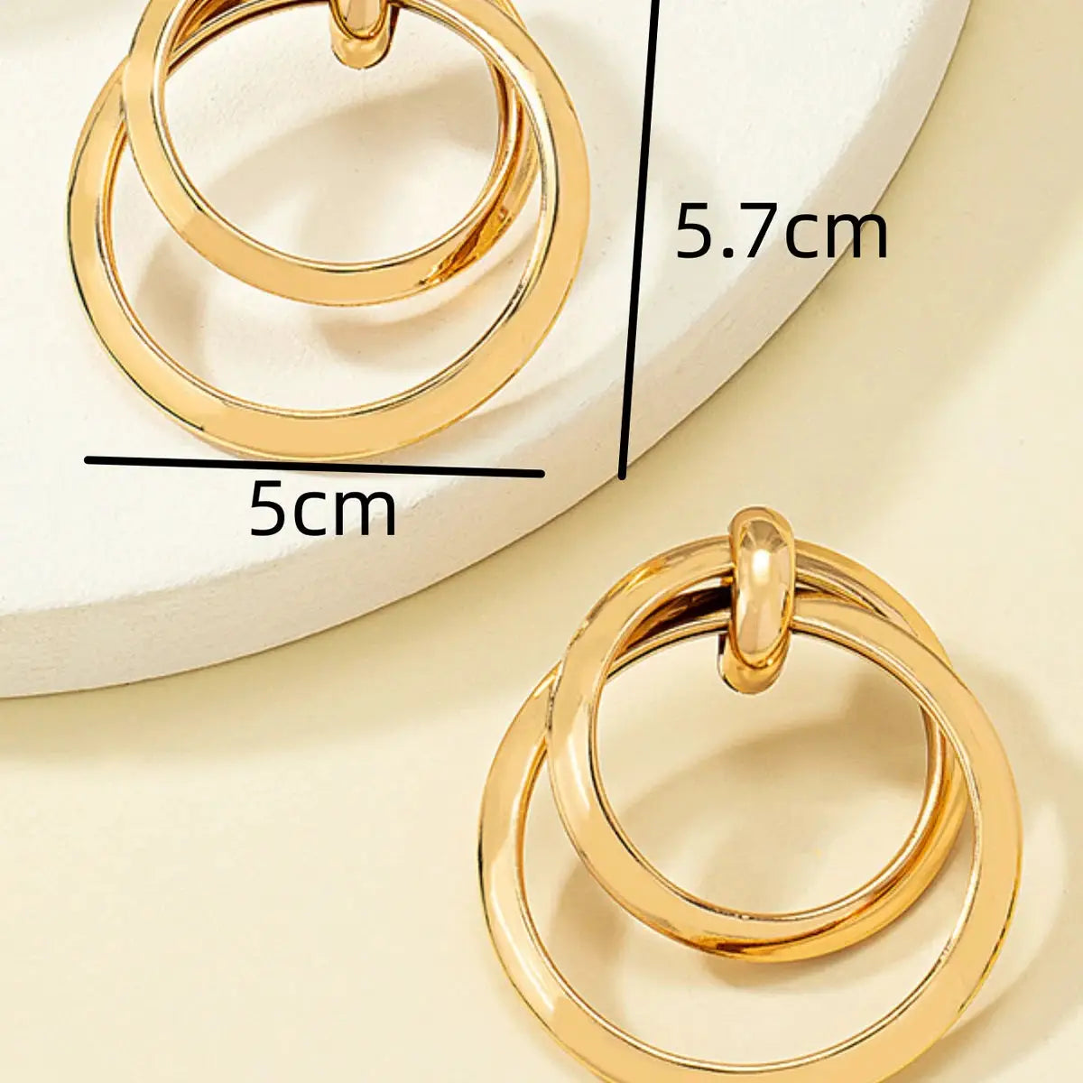 2-piece women's gold-tone geometric hoop earrings set, zinc alloy jewelry