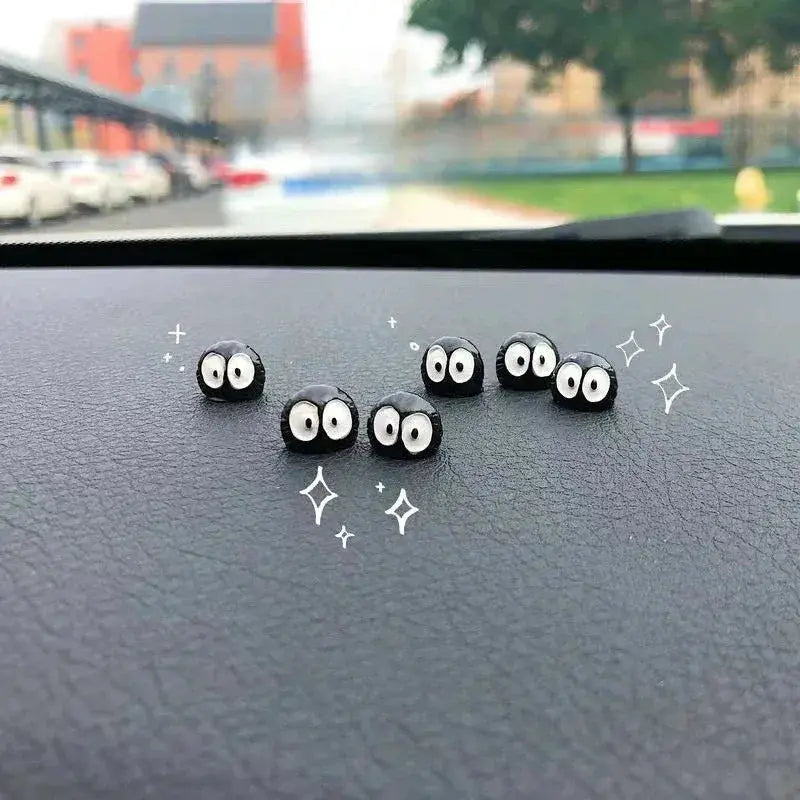 Simples Market cute black elf car interior ornaments; tiny black beads with white eyes for dashboard
