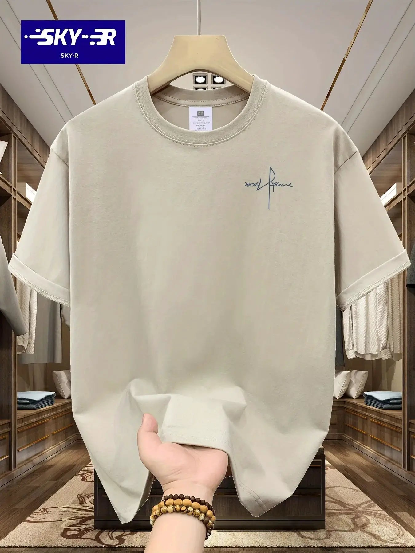 Summer Men's 100 Percent Cotton Casual T Shirt With Letter Pattern Printed Round Neck Short Sleeve Large Size Loose Fit