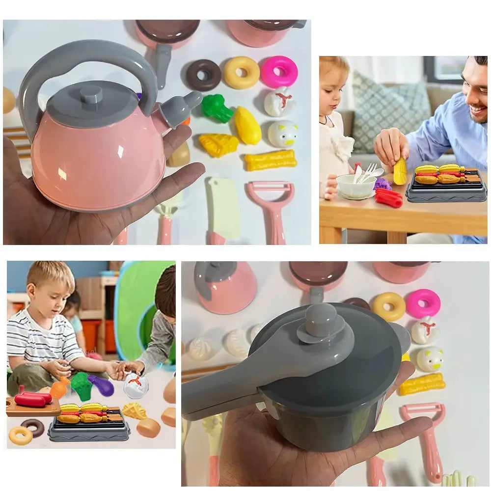 Kids Kitchen Toys Set 59 69 92 Pieces With Play Pots Pretend Food Cooking Toy For Toddlers And Kids Gift