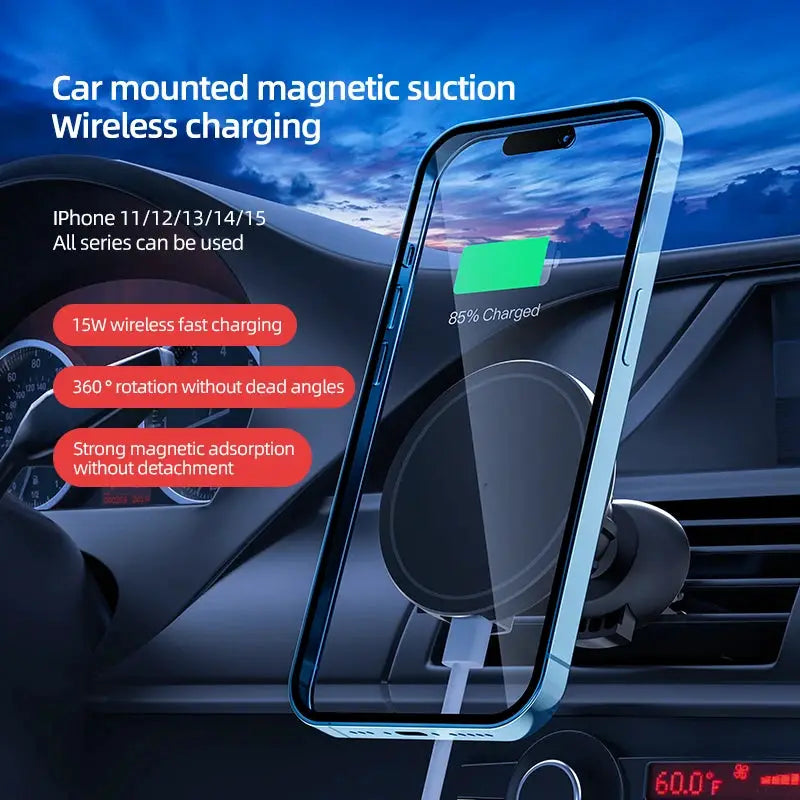 VIKEFON Magnetic Car Wireless Charger For iPhone 12 13 14 15 Pro Max