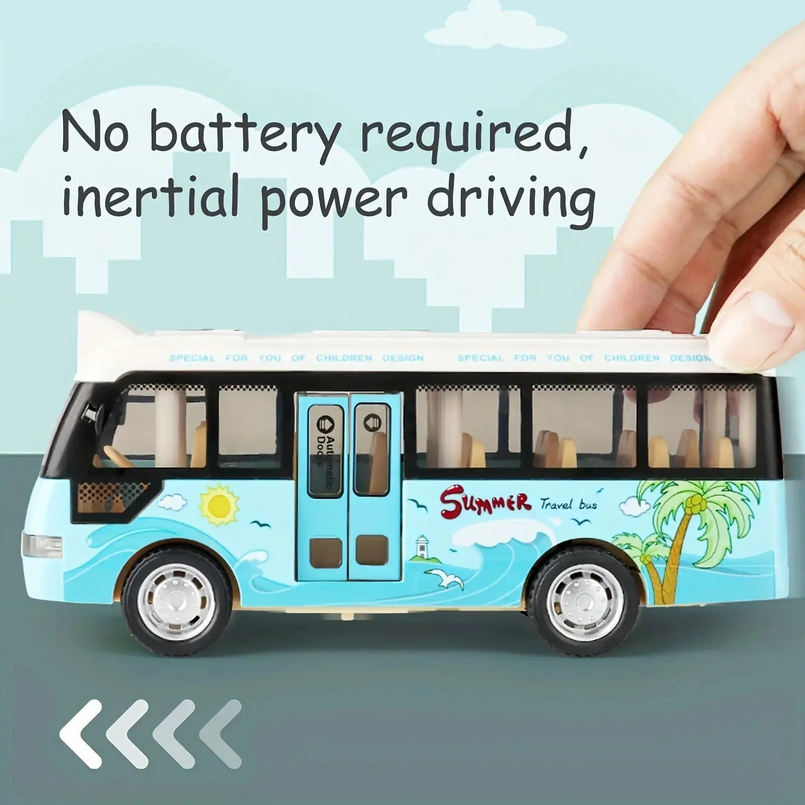 City Bus Die Cast Toy Car For Boys And Girls Airport Theme With Pull Back Action Lights Sound Open Doors