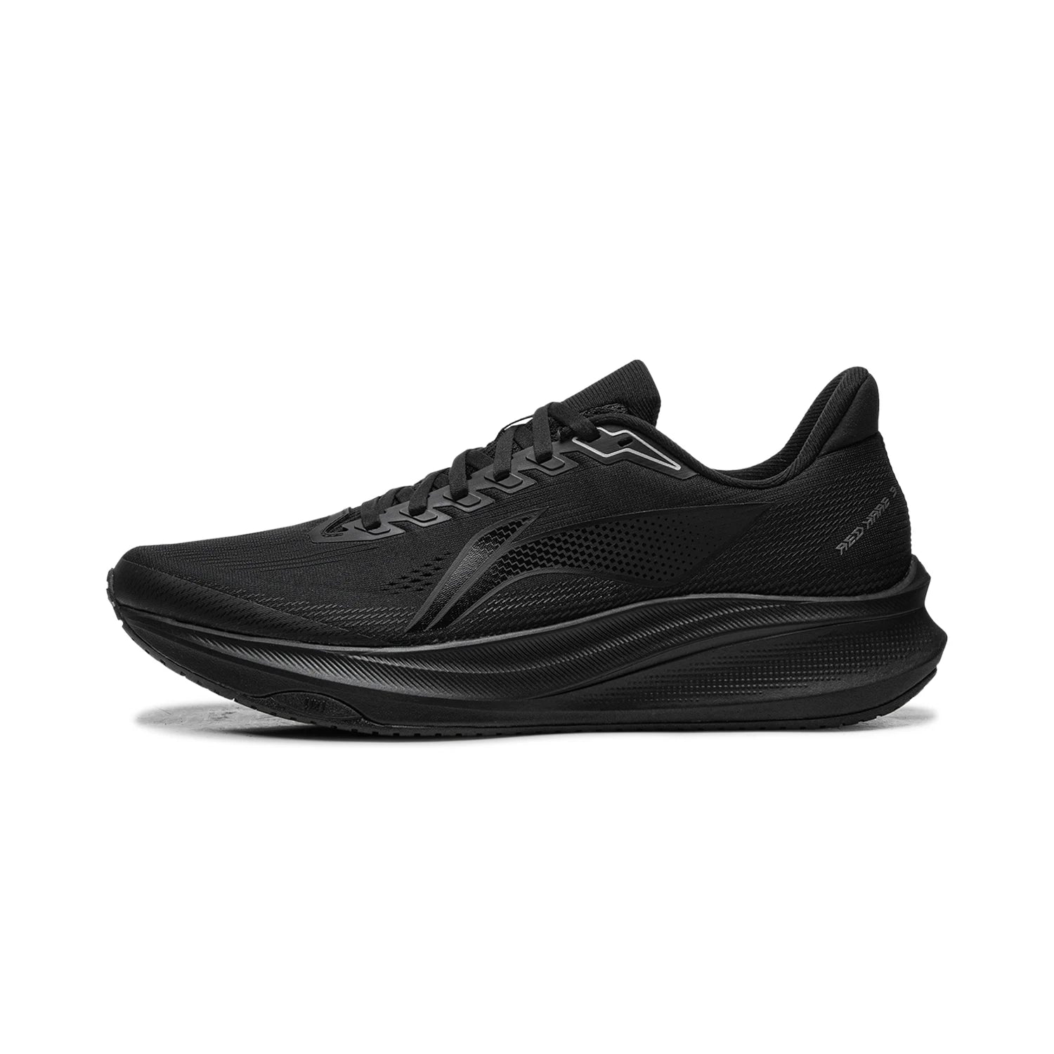 Li-Ning men's black racing running shoes with breathable mesh upper and thick foam midsole