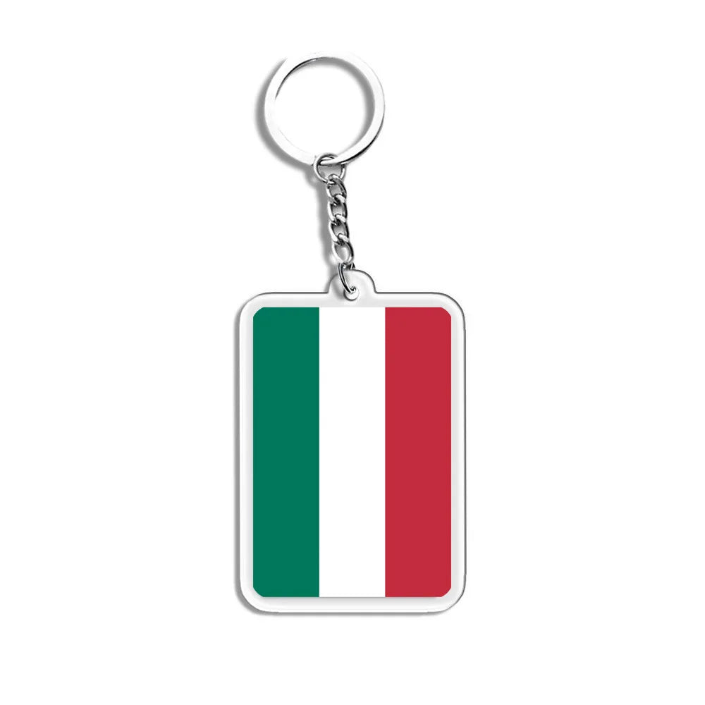 National Flags Keychain Set With Glass Inlay Ten Flags Zinc Alloy