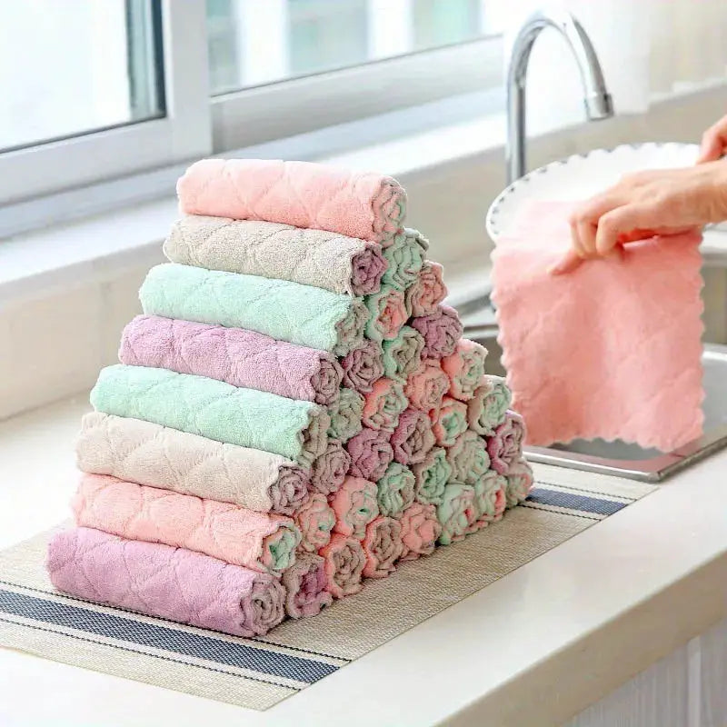 UltraSoft 10 Pack Microfiber Dish Cloths Double Sided Cleaning Towels For Tableware And Kitchen Surfaces