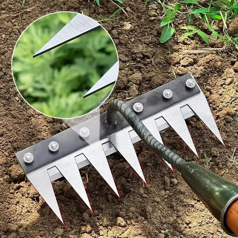 Iron Gardening Hoe And Rake With Five To Eight Teeth For Weeding And Soil Loosening Farm Tool