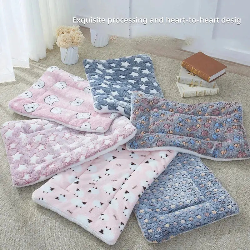 Flannel Pet Sleeping Mat Dog Bed Cat Bed Cushion For Small To Large Dogs Winter Warmth And Comfort