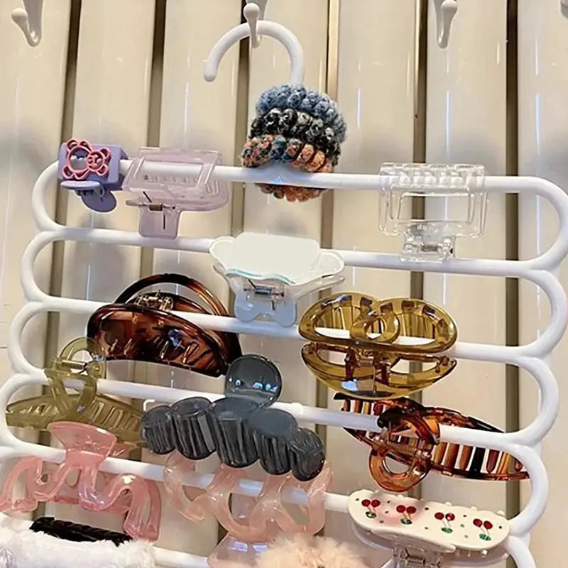 5 Layer Hair Claw Storage Rack Organizer Wall Hanging Headband Holder Large Capacity For Hairpins And Claws For Women