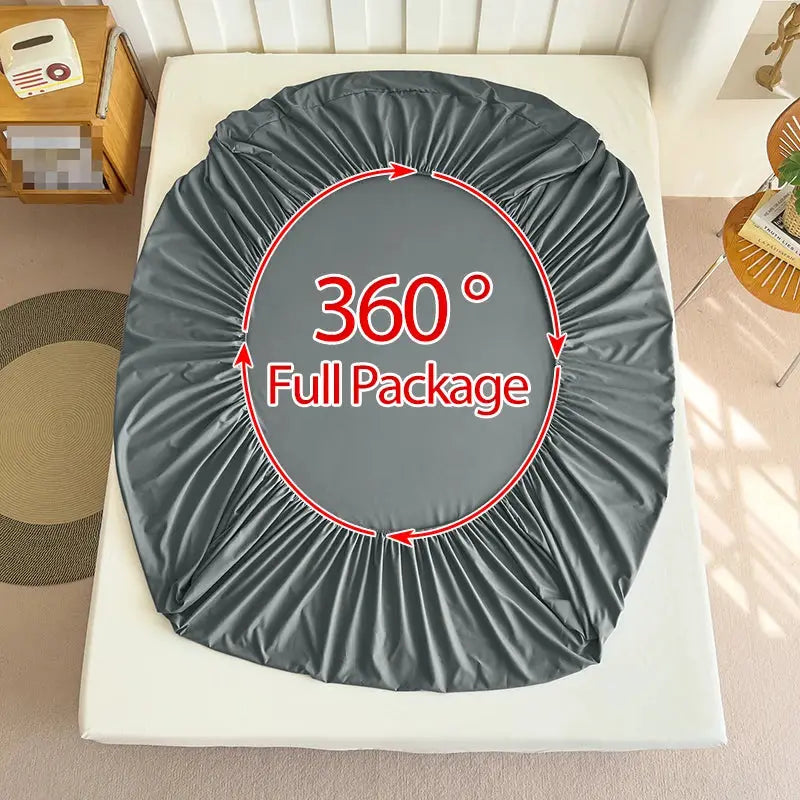 Fitted bed sheet by Simples Market, charcoal gray polyester with elastic band for single to king beds
