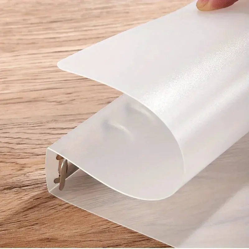 Ringed binder, white translucent PP plastic with metal rings for office and school use