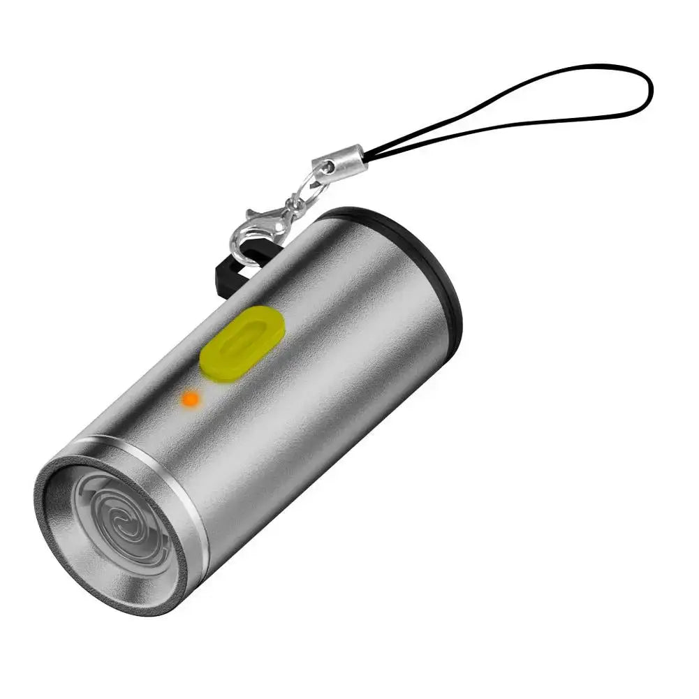 Type-C mini windproof heating wire electronic lighter from Simples Market, silver metal, portable keychain with strap