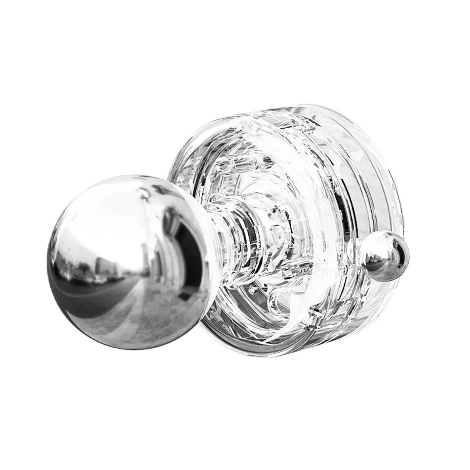 Glass door knob with chrome mounting; transparent crystal finish