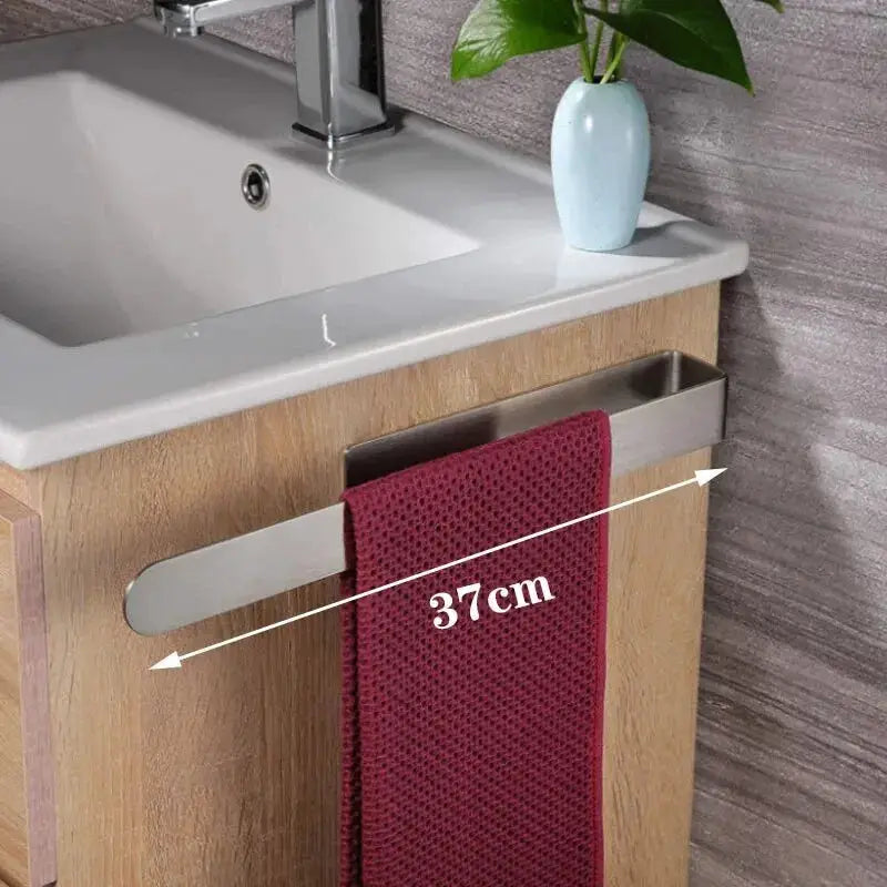 Self Adhesive Towel Rack Stainless Steel Non Drilled Bathroom Kitchen