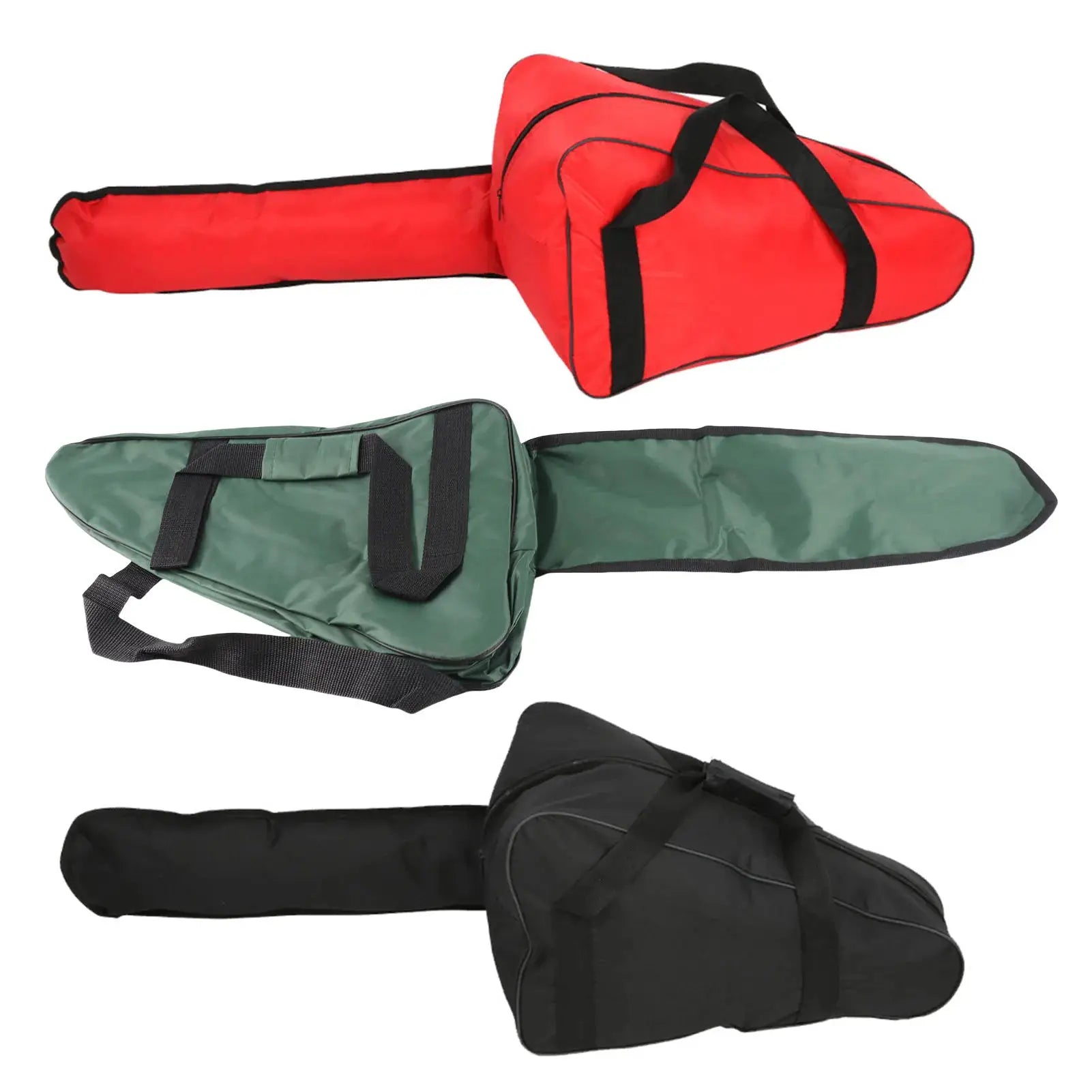 Chainsaw carrying bag set (4 bags) in red, green and black waterproof Oxford cloth for saw storage