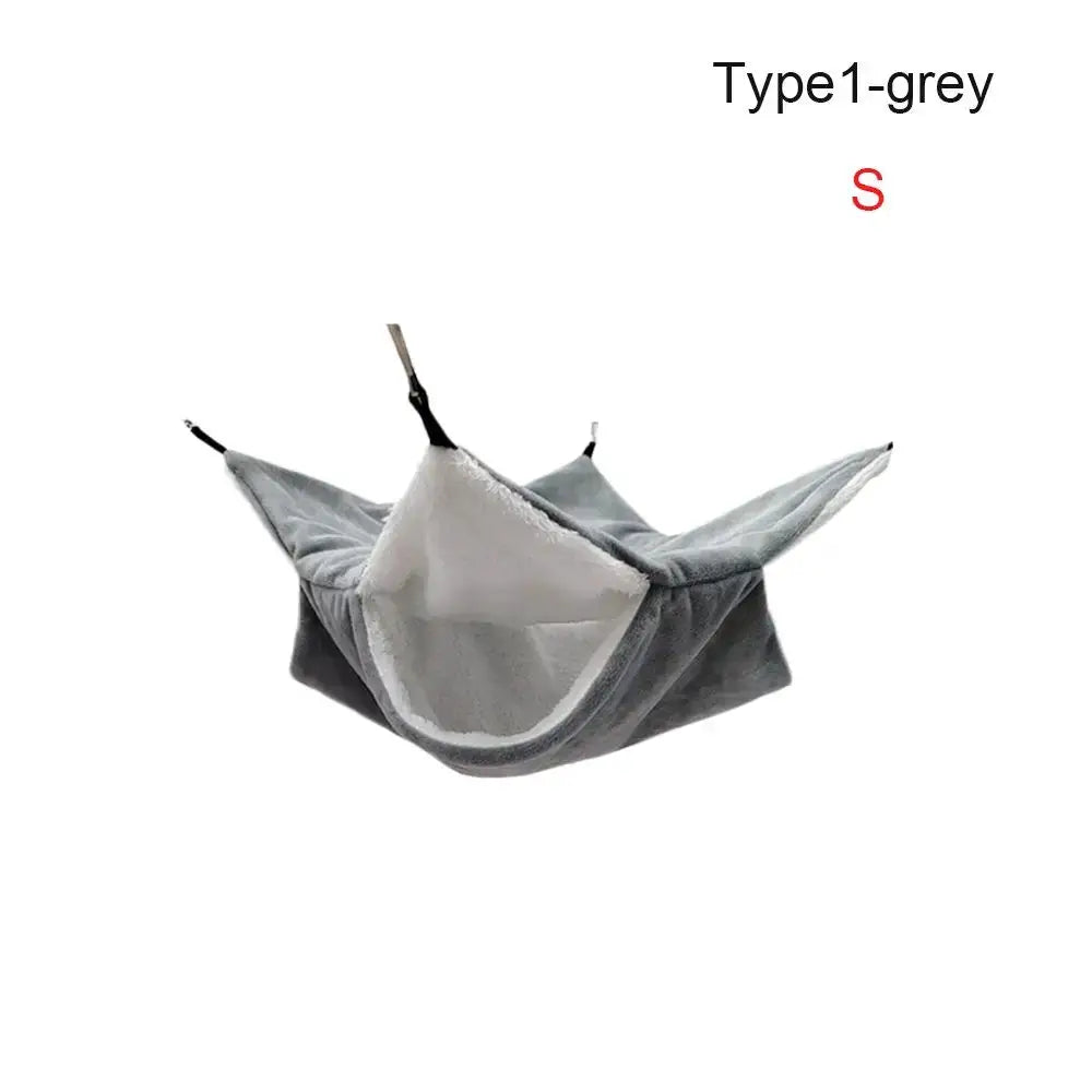 Simples Market warm plush hamster hammock, double-layer grey hanging sleeping bag for small pets