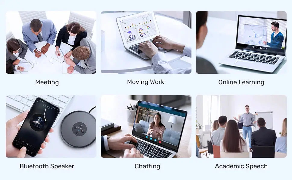 EMEET USB wired conference speakerphone with 2 mics, 360° voice pickup for Zoom/WebEx/Teams — Simples Market
