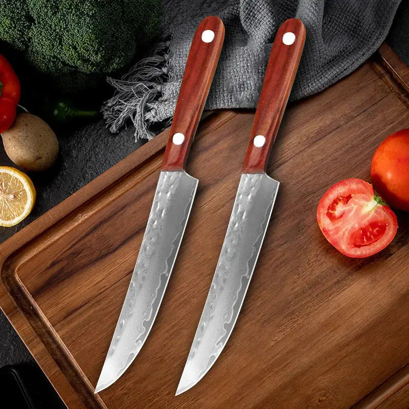 Damascus Steel Paring Knife With Wooden Handle For Precise Slicing Of Meat Vegetables Fruits Kitchen Knife