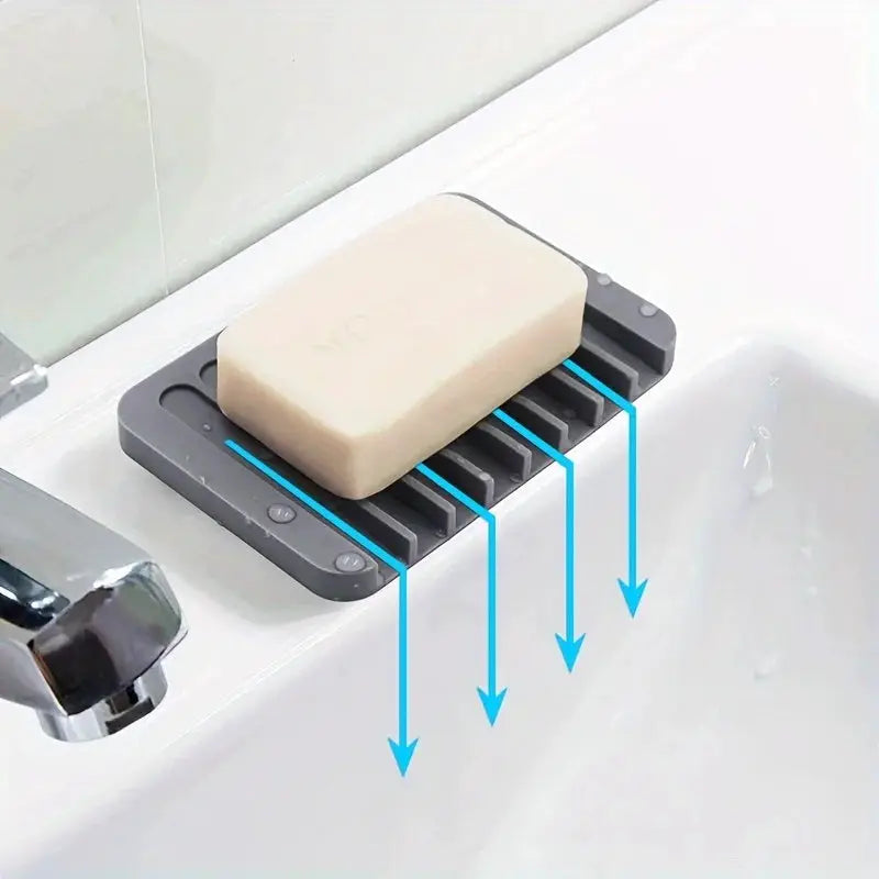 SmartChoice Silicone Self Draining Soap Holder Non Slip Countertop For Kitchen And Bathroom