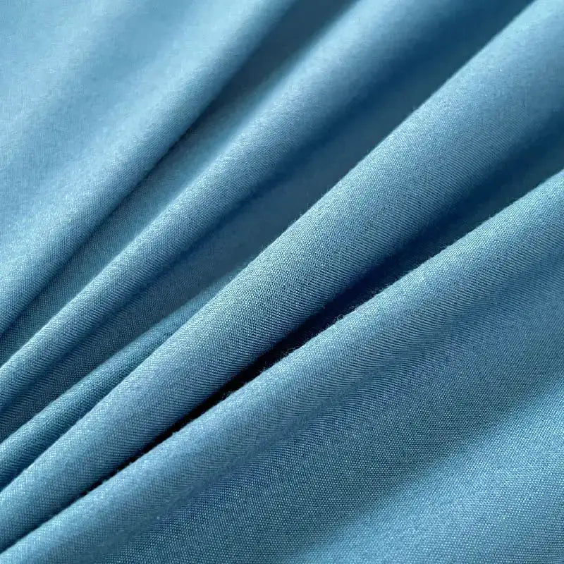 Simples Market blue brush-fabric 4-piece bed set with duvet cover, pillowcases, bed sheet, quilt cover (fabric close-up)