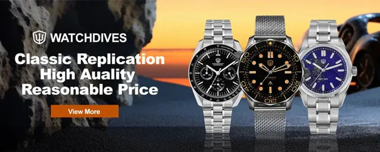 Watchdives WD1969 Pro 38mm quartz watches; three stainless steel timepieces with black and blue dials