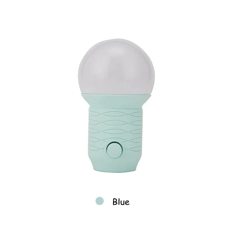 LED night light with two-color dimmer, mint blue base and push-button switch