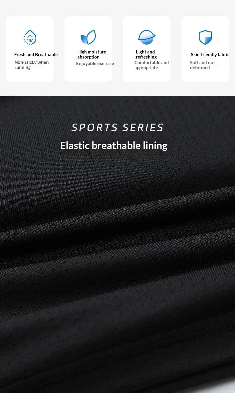 Mens running shorts with elastic breathable lining in black fabric, Simples Market