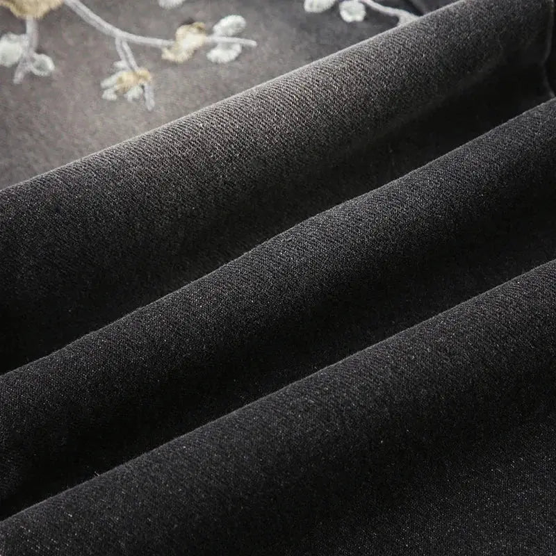 Weekeep Floral Embroidery Jeans Y2K Vintage Low Rise Flared Denim