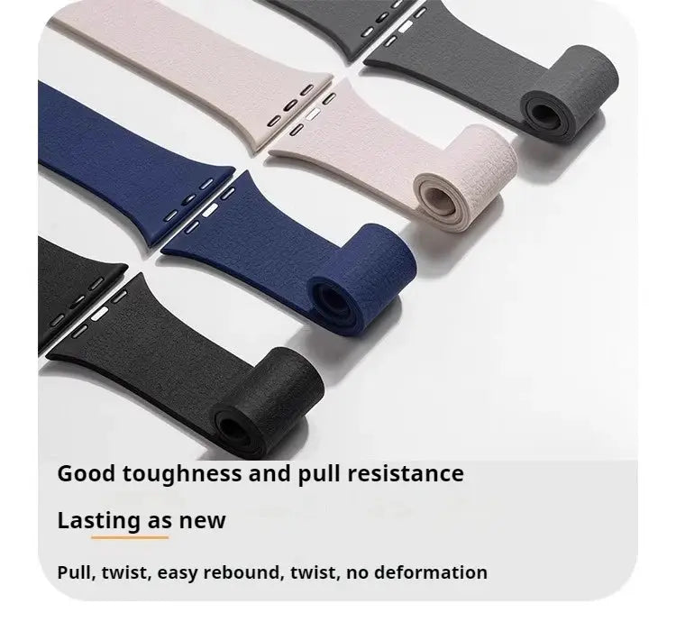 Silicone magnetic Apple Watch straps by Simples Market, fits 40–49mm models, assorted colors.