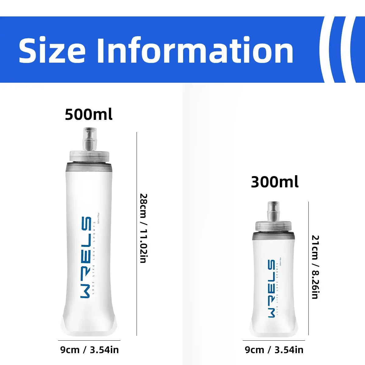 WRELS Collapsible Soft Flask BPA Free Water Bottle For Running Hiking Camping Travel Hydration