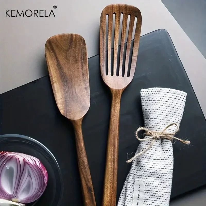 Two Piece Wooden Japanese Spatula Set For Nonstick Cookware High Temperature Resistant Kitchen Utensils