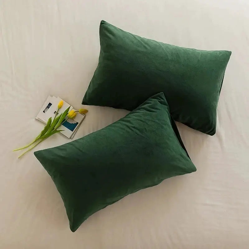 Soft velvet cushion covers, green, 30x50, set of 2
