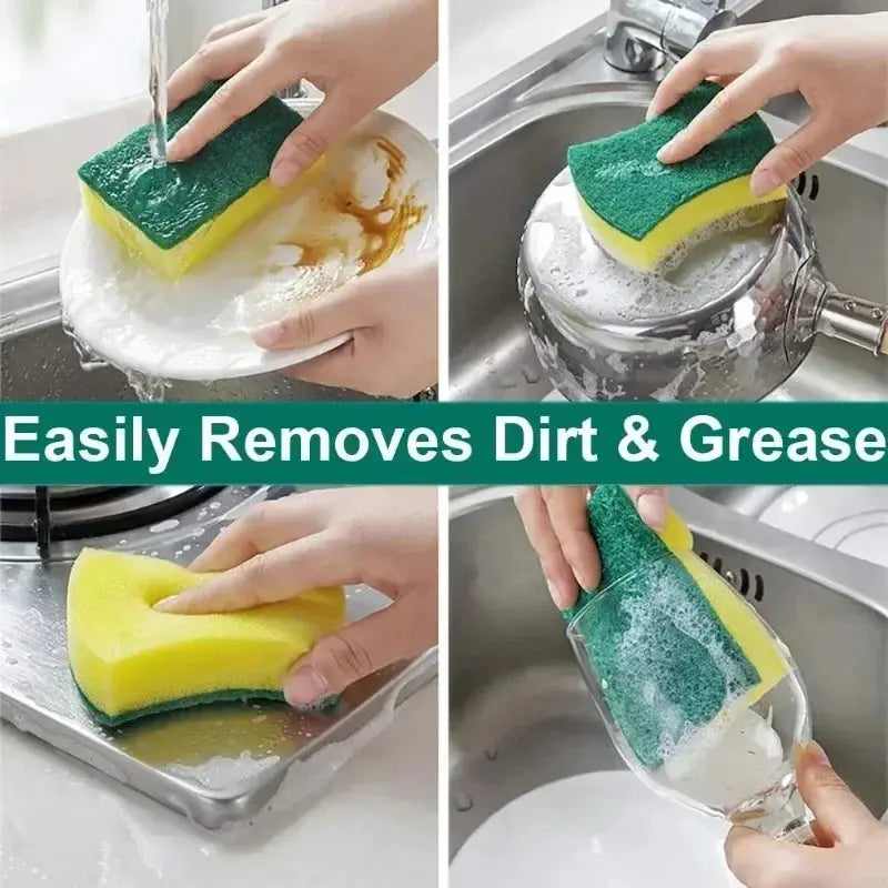 BrightWave CleanPro Double Sided Kitchen Sponge With Highly Absorbent Dual Surfaces For Gentle Washing And Tough Rust