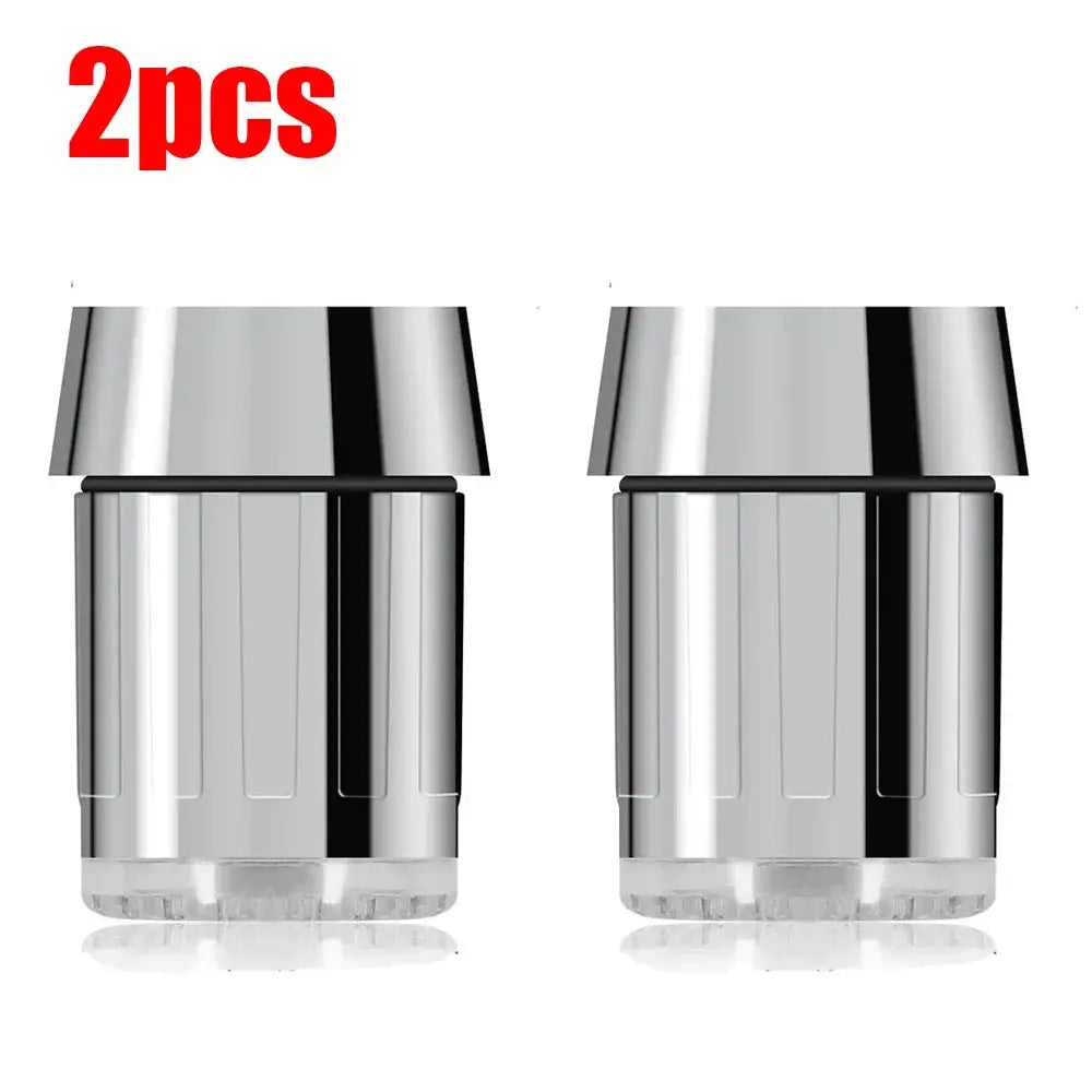 LED faucet head aerator 2pcs, chrome finish, 7-color glow