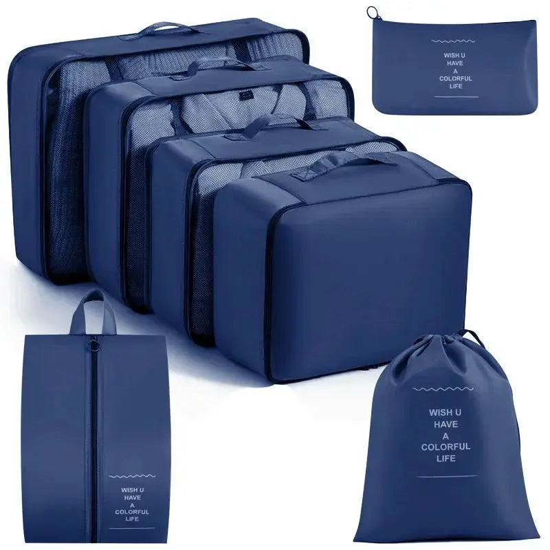 EcoVoyage Travel Storage Bag Set 7 8 9 Piece Eco Friendly Compression Packing Cubes For Clothes Shoes Toiletries