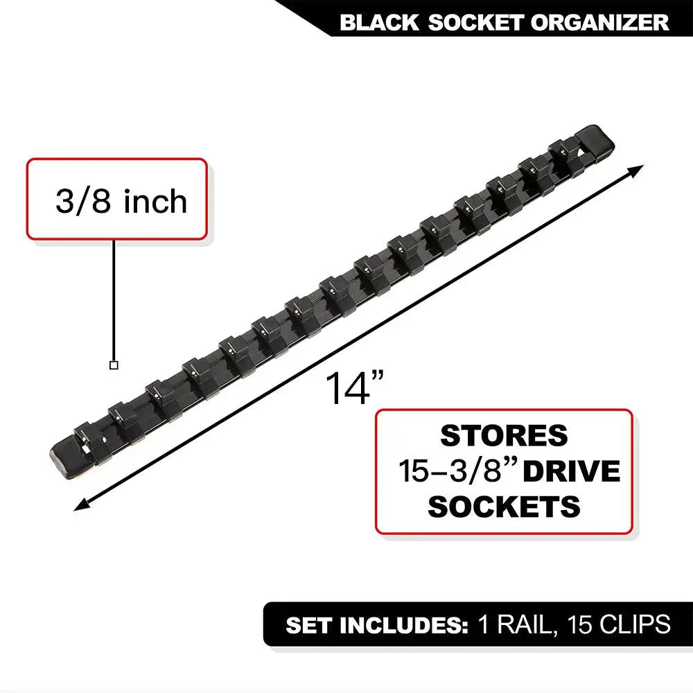 Durable Plastic Socket Organizer Rail Bracket For Quarter Inch Three Eighths And Half Inch Wrenches