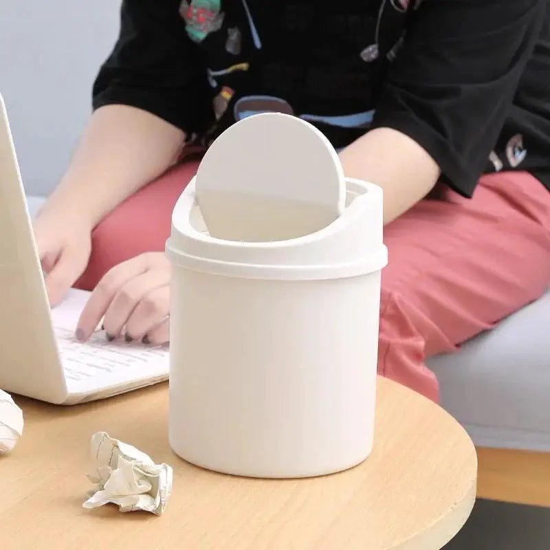 Mini Desktop Bin With Flip Lid Small Trash Can For Desk Bedroom Home Office Storage Box