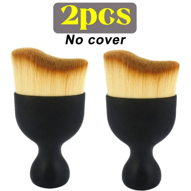 Car interior detailing brush set, 2pcs with black handles and thick soft light-brown bristles
