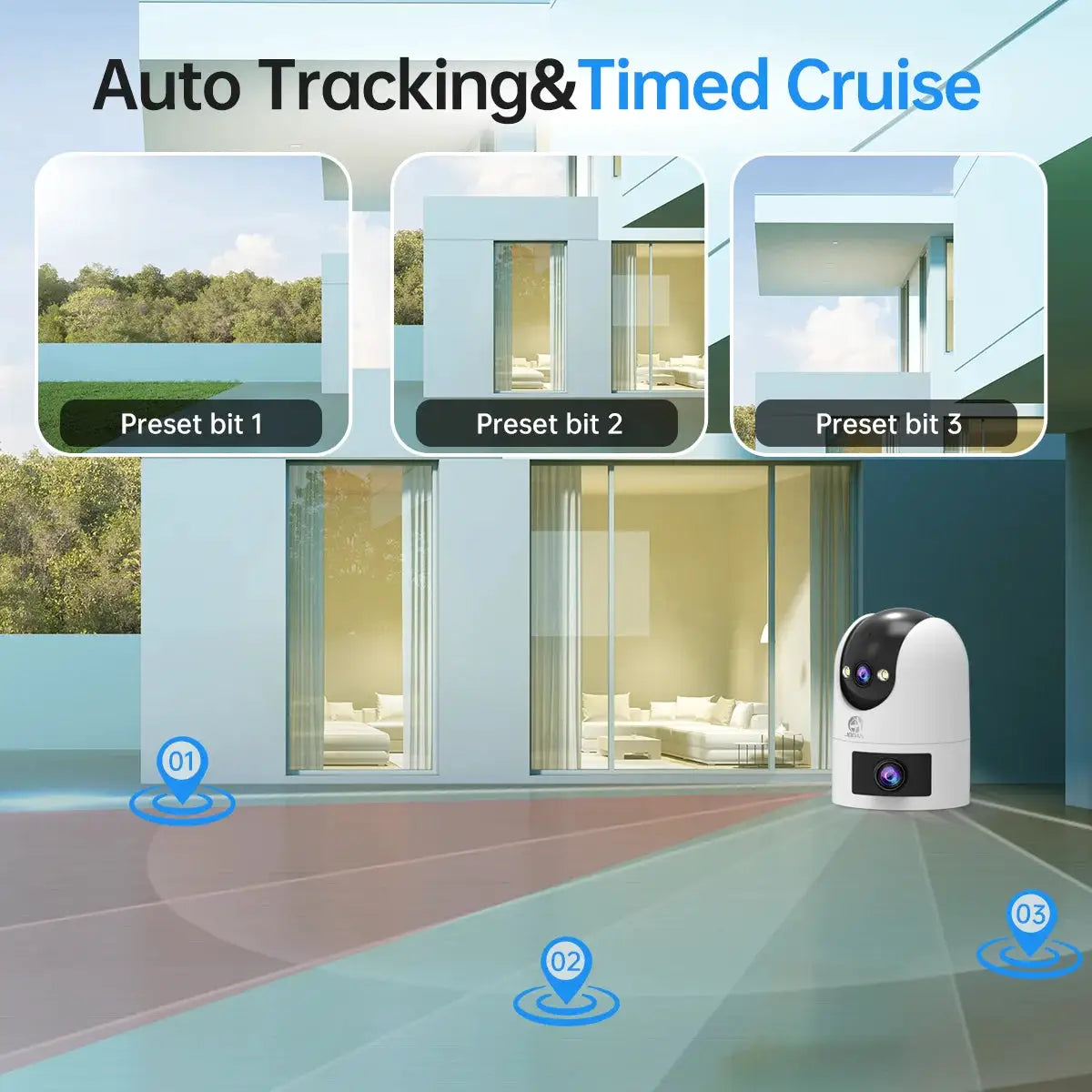 4K PTZ IP outdoor security camera by Simples Market with dual lenses, waterproof, auto-tracking, 5G WiFi
