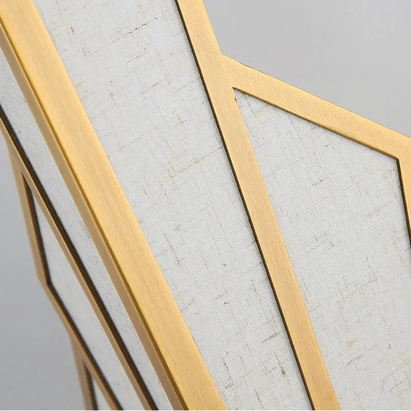 Nordic LED wall lamp with gold-brass iron frame and linen shade for living room or bedroom