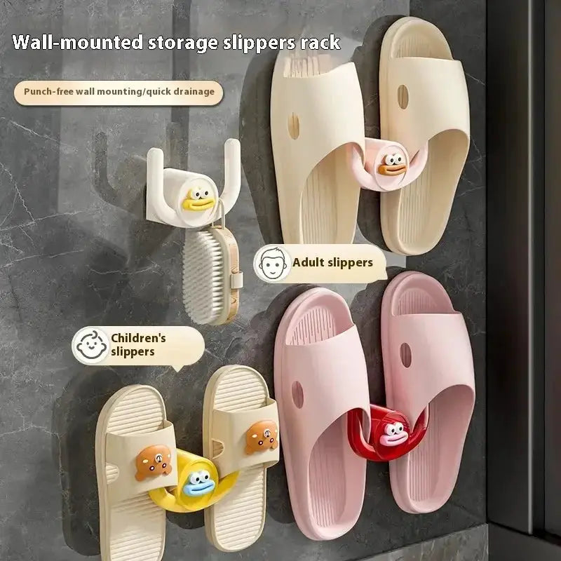 Cartoon Slippers Hook And Rack For Bathrooms And Bedrooms Shower Storage Organizer Shoe Holder Drainage Stand