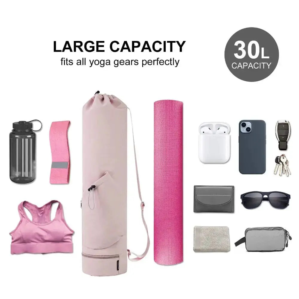 Simples Market yoga mat bag backpack, pink large-capacity 30L with waterproof material and adjustable shoulder straps