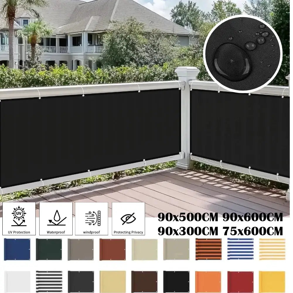 Waterproof sun shade cloth for outdoor patio with grommets, black fabric, UV protection by Simples Market