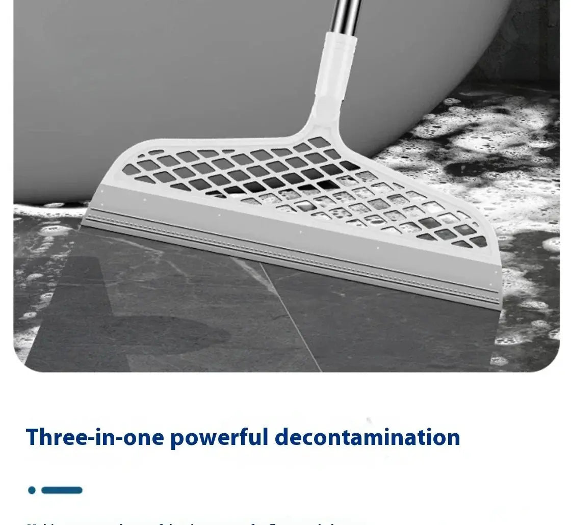 Simples Market silicone scraper broom heavy-duty squeegee for bathroom floor and window, white.