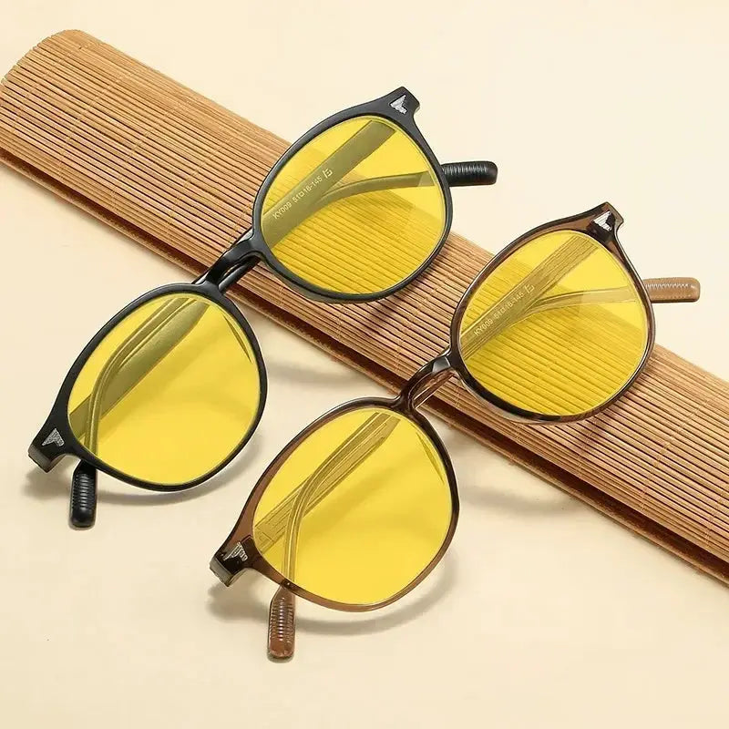 BlueGuard Ultralight Round Frame Yellow Lens Glasses For Night Driving Blue Light Blocking For Men And Women