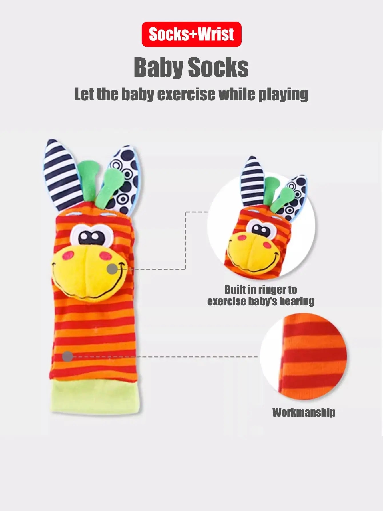 4 Piece Baby Wrist Rattle Socks Toys Set 0 To 12 Months Unisex Early Educational Development Cute Toddlers Sensory Gifts