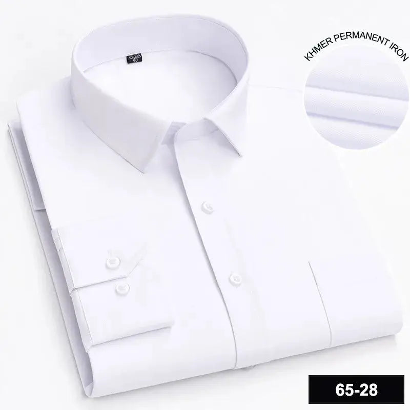 Simples Market men's white long-sleeve shirt with button-down front for business formal office wear