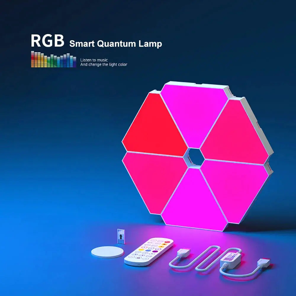 LED Triangular Quantum Lamp RGB wall lamp with remote by Simples Market
