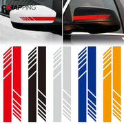 Simples Market car rearview mirror stripe stickers, reflective vinyl decals in red, black, blue, orange.
