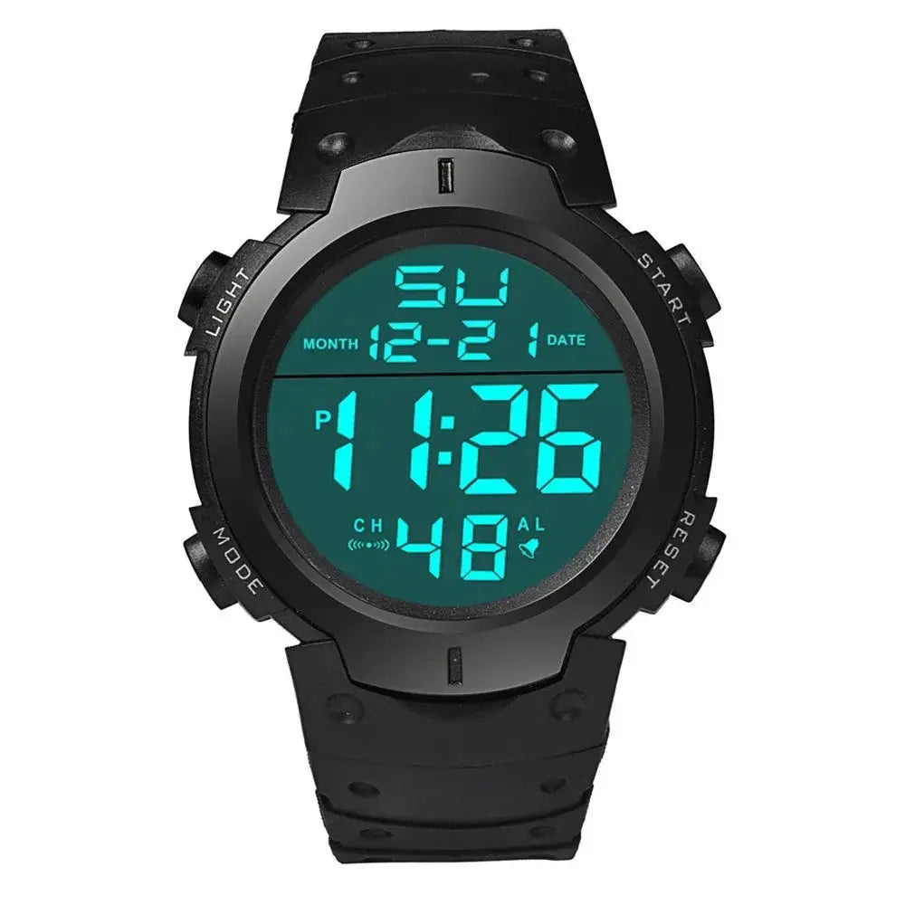 Mens Sport LED Digital Watch Multi Functional Rubber Fitness Tracker For Athletes Timekeeping Clock