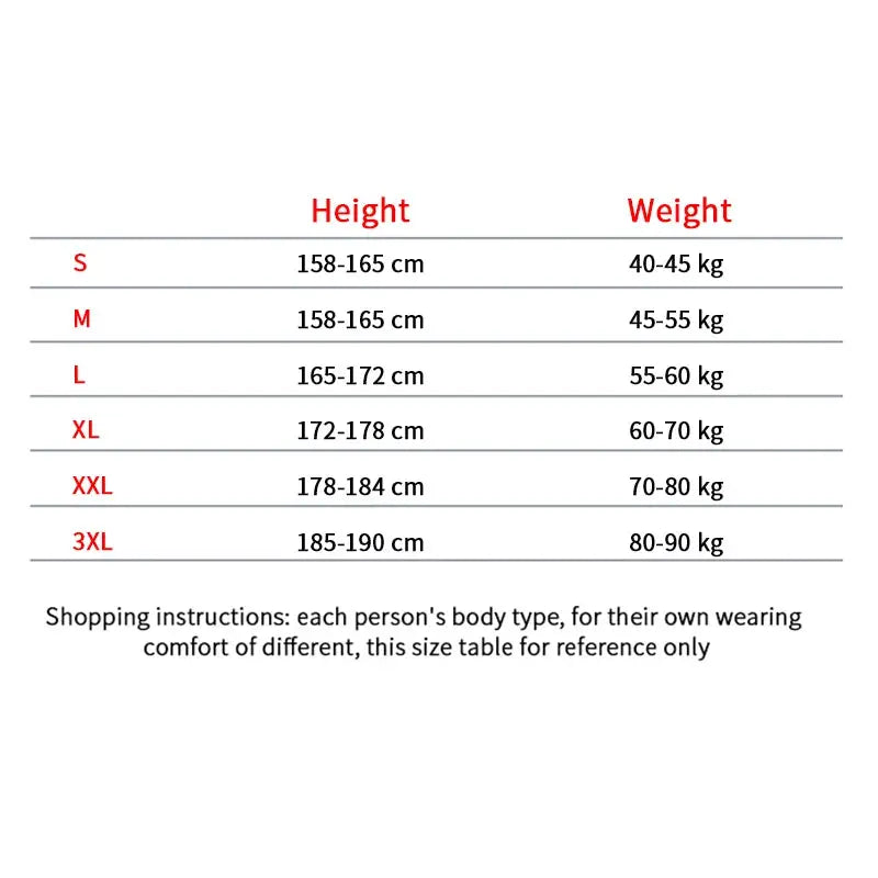 Hip Hop Varsity Jacket size chart by Simples Market showing height and weight ranges for S–3XL.